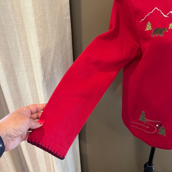 Breckenridge Women's Red Country Christmas Embroidered Jacket, Size Medium - Picture 6 of 12